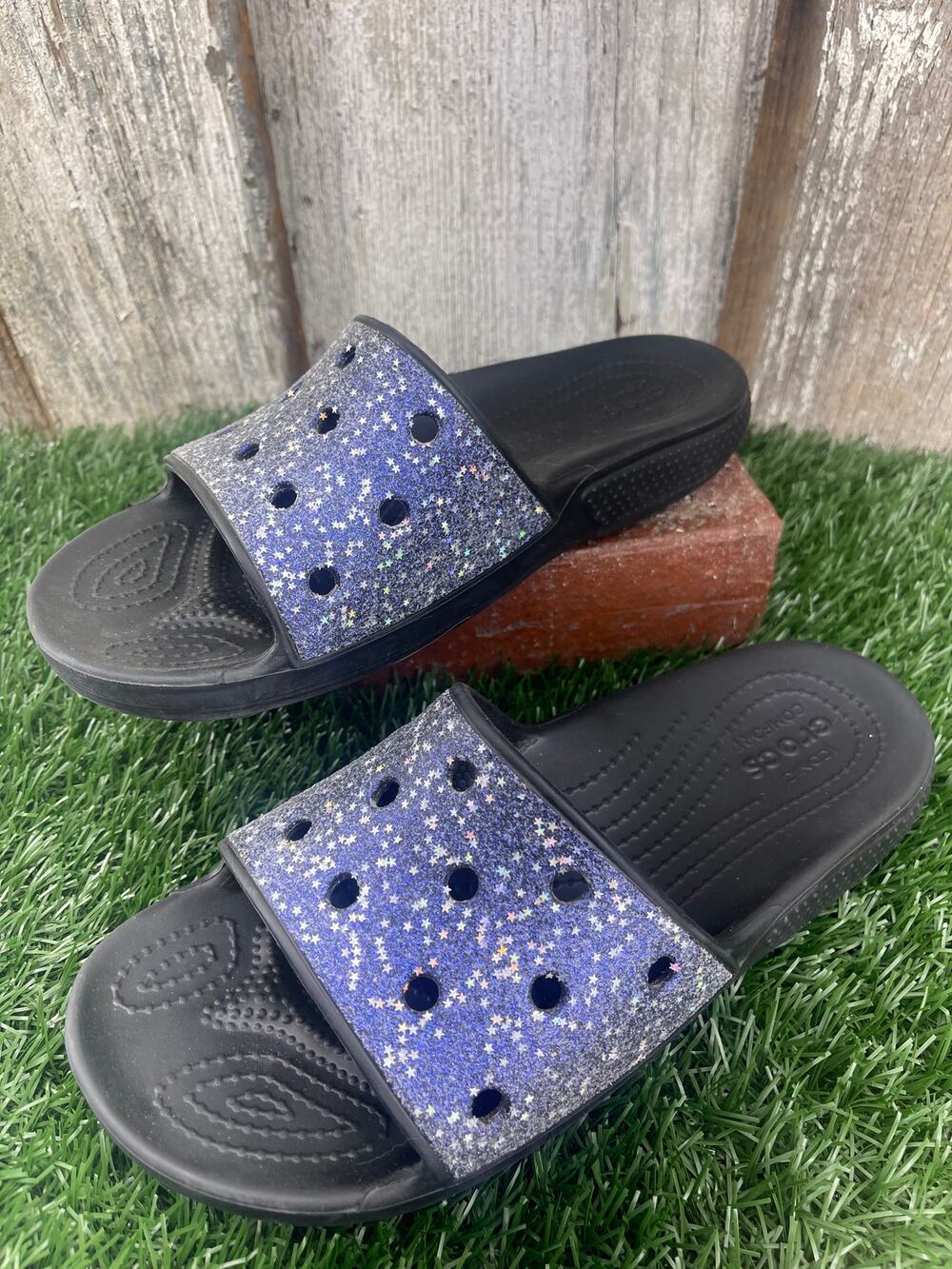 Crocs Classic Starry Glitter Star Slide Sandals Unisex Women's 9 Men's 7